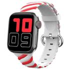 Two-color Twist Silicone Watch Band For Apple Watch Series 9&8&7 41mm / SE 3&SE 2&6&SE&5&4 40mm / 3&2&1 38mm(Red White) - 1