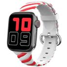 Two-color Twist Silicone Watch Band For Apple Watch Ultra 49mm&Watch Ultra 2 49mm / Series 9&8&7 45mm / SE 3&SE 2&6&SE&5&4 44mm / 3&2&1 42mm(Red White) - 1