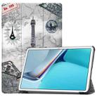 For Huawei MatePad 11 2021 Custer Painted PU Leather Case with Sleep / Wake-up Function & 3-Fold Holder(Retro Tower) - 1