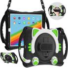 Cute Cat King Kids Shockproof Silicone Tablet Case with Holder & Shoulder Strap & Handle For iPad 10.2 2021 / 2020 / 2019 / Pro 10.5 / Air 10.5(Black Green) - 1