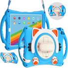 Cute Cat King Kids Shockproof Silicone Tablet Case with Holder & Shoulder Strap & Handle For iPad 10.2 2021 / 2020 / 2019 / Pro 10.5 / Air 10.5(Light Blue) - 1
