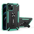 War-god Armor TPU + PC Shockproof Magnetic Protective Case with Folding Holder For iPhone 13 mini(Lake Green) - 1