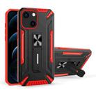 War-god Armor TPU + PC Shockproof Magnetic Protective Case with Folding Holder For iPhone 13(Red+Black) - 1