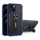 War-god Armor TPU + PC Shockproof Magnetic Protective Case with Folding Holder For iPhone 13(Blue) - 1