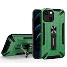 War-god Armor TPU + PC Shockproof Magnetic Protective Case with Folding Holder For iPhone 13(Dark Green) - 1