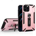 War-god Armor TPU + PC Shockproof Magnetic Protective Case with Folding Holder For iPhone 13 Pro(Rose Gold) - 1