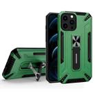 War-god Armor TPU + PC Shockproof Magnetic Protective Case with Folding Holder For iPhone 13 Pro(Dark Green) - 1