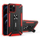 War-god Armor TPU + PC Shockproof Magnetic Protective Case with Folding Holder For iPhone 13 Pro Max(Red+Black) - 1