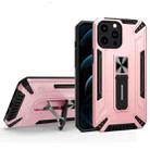 War-god Armor TPU + PC Shockproof Magnetic Protective Case with Folding Holder For iPhone 13 Pro Max(Rose Gold) - 1