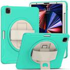 For iPad Pro 12.9 2022 / 2021 360 Degree Rotation PC + TPU Protective Tablet Case with Holder & Hand-strap(Mint Green) - 1