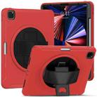 For iPad Pro 12.9 2022 / 2021 360 Degree Rotation PC + TPU Protective Tablet Case with Holder & Hand-strap(Red) - 1