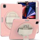 For iPad Pro 12.9 2022 / 2021 360 Degree Rotation PC + TPU Protective Tablet Case with Holder & Hand-strap(Cherry Blossoms Pink) - 1