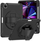 360 Rotation PC + TPU ablet Case with Holder & Strap For iPad Air 2020 / 2022 10.9 / Pro 11 2022 / 2021 / 2020 / 2018(Black) - 1