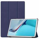 For Huawei MatePad 11 2021 Custer Texture Horizontal Flip Leather Case with Three-folding Holder & Sleep / Wake-up Function(Blue) - 1