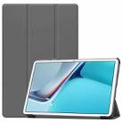 For Huawei MatePad 11 2021 Custer Texture Horizontal Flip Leather Case with Three-folding Holder & Sleep / Wake-up Function(Grey) - 1