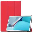 For Huawei MatePad 11 2021 Custer Texture Horizontal Flip Leather Case with Three-folding Holder & Sleep / Wake-up Function(Red) - 1