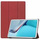 For Huawei MatePad 11 2021 Custer Texture Horizontal Flip Leather Case with Three-folding Holder & Sleep / Wake-up Function(Wine Red) - 1