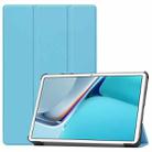 For Huawei MatePad 11 2021 Custer Texture Horizontal Flip Leather Case with Three-folding Holder & Sleep / Wake-up Function(Sky Blue) - 1