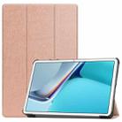 For Huawei MatePad 11 2021 Custer Texture Horizontal Flip Leather Case with Three-folding Holder & Sleep / Wake-up Function(Rose Gold) - 1