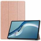 For Huawei MatePad Pro 12.6 2021 Custer Texture Horizontal Flip Leather Case with Three-folding Holder & Sleep / Wake-up Function(Rose Gold) - 1