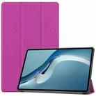 For Huawei MatePad Pro 12.6 2021 Custer Texture Horizontal Flip Leather Case with Three-folding Holder & Sleep / Wake-up Function(Purple) - 1