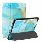 Silk Texture Colored Drawing Pattern Horizontal Flip Magnetic PU Leather Case with Three-folding Holder & Sleep / Wake-up Function For iPad 9.7 2018 / 2017 / Air / Air 2(Marble Sands Blue) - 1