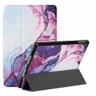 Silk Texture Colored Drawing Pattern Horizontal Flip Magnetic PU Leather Case with Three-folding Holder & Sleep / Wake-up Function For iPad 9.7 2018 / 2017 / Air / Air 2(Marble Shiratama Purple) - 1