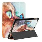 Silk Texture Colored Drawing Pattern Horizontal Flip Magnetic PU Leather Case with Three-folding Holder & Sleep / Wake-up Function For iPad 9.7 2018 / 2017 / Air / Air 2(Cat and Butterfly) - 1