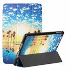 Silk Texture Colored Drawing Pattern Horizontal Flip Magnetic PU Leather Case with Three-folding Holder & Sleep / Wake-up Function For iPad 9.7 2018 / 2017 / Air / Air 2(Seaside Sunrise) - 1