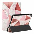 Silk Texture Colored Drawing Pattern Horizontal Flip Magnetic PU Leather Case with Three-folding Holder & Sleep / Wake-up Function For iPad Pro10.5 2017/Air 10.5 2019/10.2 2019 /10.2 2020(Marble Stitching Sand Pink) - 1