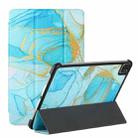Silk Texture Colored Drawing Pattern Horizontal Flip Magnetic PU Leather Tablet Case with Three-folding Holder & Sleep / Wake-up Function For iPad Pro 11 2021 / 2020 / 2018(Marble Sands Blue) - 1