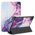 Silk Texture Colored Drawing Pattern Horizontal Flip Magnetic PU Leather Tablet Case with Three-folding Holder & Sleep / Wake-up Function For iPad Pro 11 2021 / 2020 / 2018(Marble Shiratama Purple) - 1