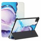 Silk Texture Colored Drawing Pattern Horizontal Flip Magnetic PU Leather Tablet Case with Three-folding Holder & Sleep / Wake-up Function For iPad Pro 11 2021 / 2020 / 2018(Marble Shiratama Blue) - 1