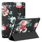 Silk Texture Colored Drawing Pattern Horizontal Flip Magnetic PU Leather Tablet Case with Three-folding Holder & Sleep / Wake-up Function For iPad Pro 11 2021 / 2020 / 2018(Black Peony) - 1