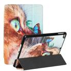 Silk Texture Colored Drawing Pattern Horizontal Flip Magnetic PU Leather Case with Three-folding Holder & Sleep / Wake-up Function For iPad 5 / 4 / 3 / 2 / 1(Cat and Butterfly) - 1