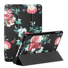 Silk Texture Colored Drawing Pattern Horizontal Flip Magnetic PU Leather Case with Three-folding Holder & Sleep / Wake-up Function For iPad 5 / 4 / 3 / 2 / 1(Black Peony) - 1