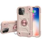 For iPhone 13 Shockproof Silicone + PC Protective Case with Dual-Ring Holder(Rose Gold) - 1