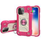 For iPhone 13 Shockproof Silicone + PC Protective Case with Dual-Ring Holder(Rose Red) - 1