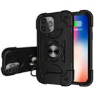 For iPhone 13 Pro Shockproof Silicone + PC Protective Case with Dual-Ring Holder (Black) - 1