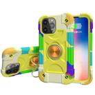 For iPhone 13 Pro Shockproof Silicone + PC Protective Case with Dual-Ring Holder (Colorful Yellow Green) - 1