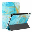 For Amazon Kindle Fire HD10 2021/HD10 Plus 2021 Silk Texture Colored Drawing Pattern Horizontal Flip Magnetic PU Leather Case with Three-folding Holder & Sleep / Wake-up Function(Marble Sands Blue) - 1