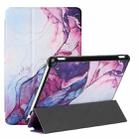 For Amazon Kindle Fire HD10 2021/HD10 Plus 2021 Silk Texture Colored Drawing Pattern Horizontal Flip Magnetic PU Leather Case with Three-folding Holder & Sleep / Wake-up Function(Marble Shiratama Purple) - 1