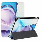 For Amazon Kindle Fire HD10 2021/HD10 Plus 2021 Silk Texture Colored Drawing Pattern Horizontal Flip Magnetic PU Leather Case with Three-folding Holder & Sleep / Wake-up Function(Marble Shiratama Blue) - 1