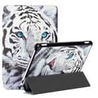 For Amazon Kindle Fire HD10 2021/HD10 Plus 2021 Silk Texture Colored Drawing Pattern Horizontal Flip Magnetic PU Leather Case with Three-folding Holder & Sleep / Wake-up Function(Tiger) - 1