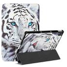 For Lenovo Tab P11 J606F / Lenovo Pad Silk Texture Colored Drawing Pattern Horizontal Flip Magnetic PU Leather Case with Three-folding Holder & Sleep / Wake-up Function(Tiger) - 1