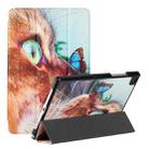For Samsung Galaxy Tab A7 10.4 2020 T500/T505 Silk Texture Colored Drawing Pattern Horizontal Flip Magnetic PU Leather Case with Three-folding Holder & Sleep / Wake-up Function(Cat and Butterfly) - 1