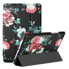 For Samsung Galaxy Tab A7 10.4 2020 T500/T505 Silk Texture Colored Drawing Pattern Horizontal Flip Magnetic PU Leather Case with Three-folding Holder & Sleep / Wake-up Function(Black Peony) - 1