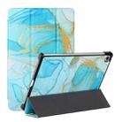 For Samsung Galaxy Tab S6 Lite SM P610/T615 Silk Texture Colored Drawing Pattern Horizontal Flip Magnetic PU Leather Case with Three-folding Holder & Sleep / Wake-up Function(Marble Sands Blue) - 1