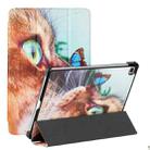 For Samsung Galaxy Tab S6 Lite SM P610/T615 Silk Texture Colored Drawing Pattern Horizontal Flip Magnetic PU Leather Case with Three-folding Holder & Sleep / Wake-up Function(Cat and Butterfly) - 1