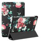 For Samsung Galaxy Tab S6 Lite SM P610/T615 Silk Texture Colored Drawing Pattern Horizontal Flip Magnetic PU Leather Case with Three-folding Holder & Sleep / Wake-up Function(Black Peony) - 1